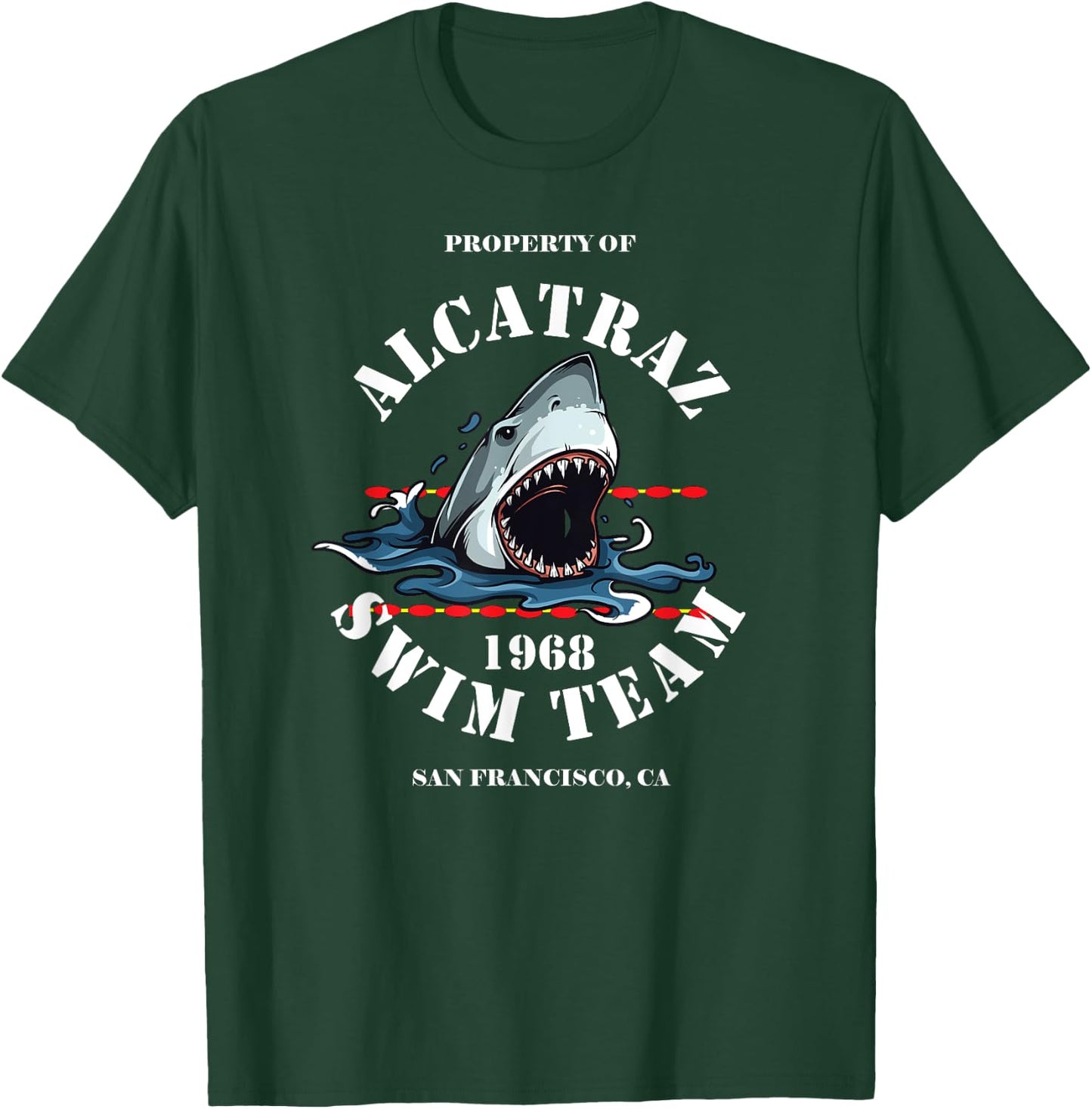 Alcatraz Swim Team Vintage Club Tee1968 Great White T-Shirt - T-Shirt | Forest