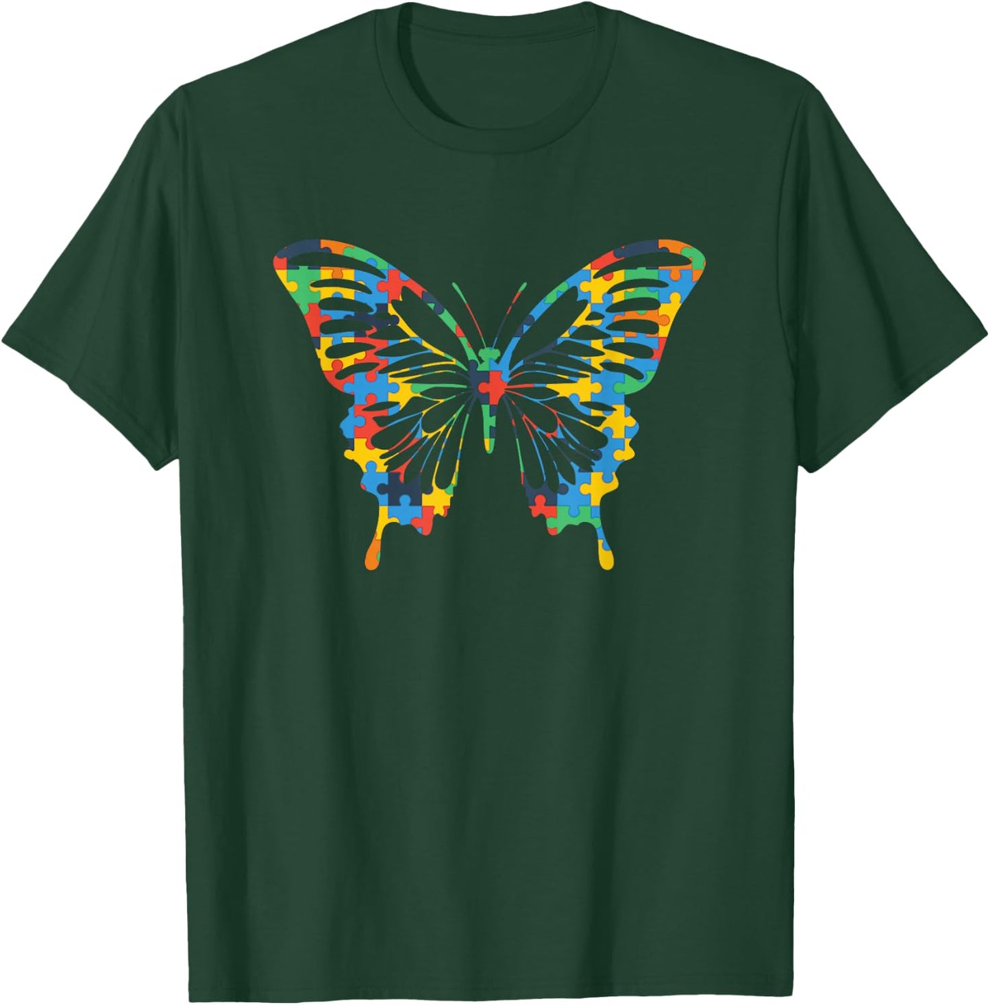 Butterfly Autism Awareness Amazing Puzzle Gift T-Shirt - T-Shirt | Forest