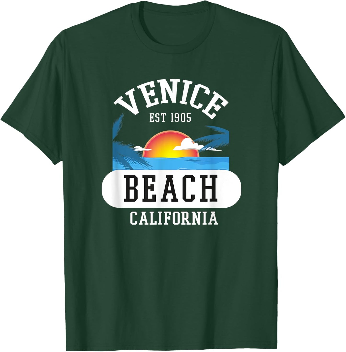 Retro Venice Beach California Graphic Design Novelty Art Men Women T-Shirt - T-Shirt | Forest