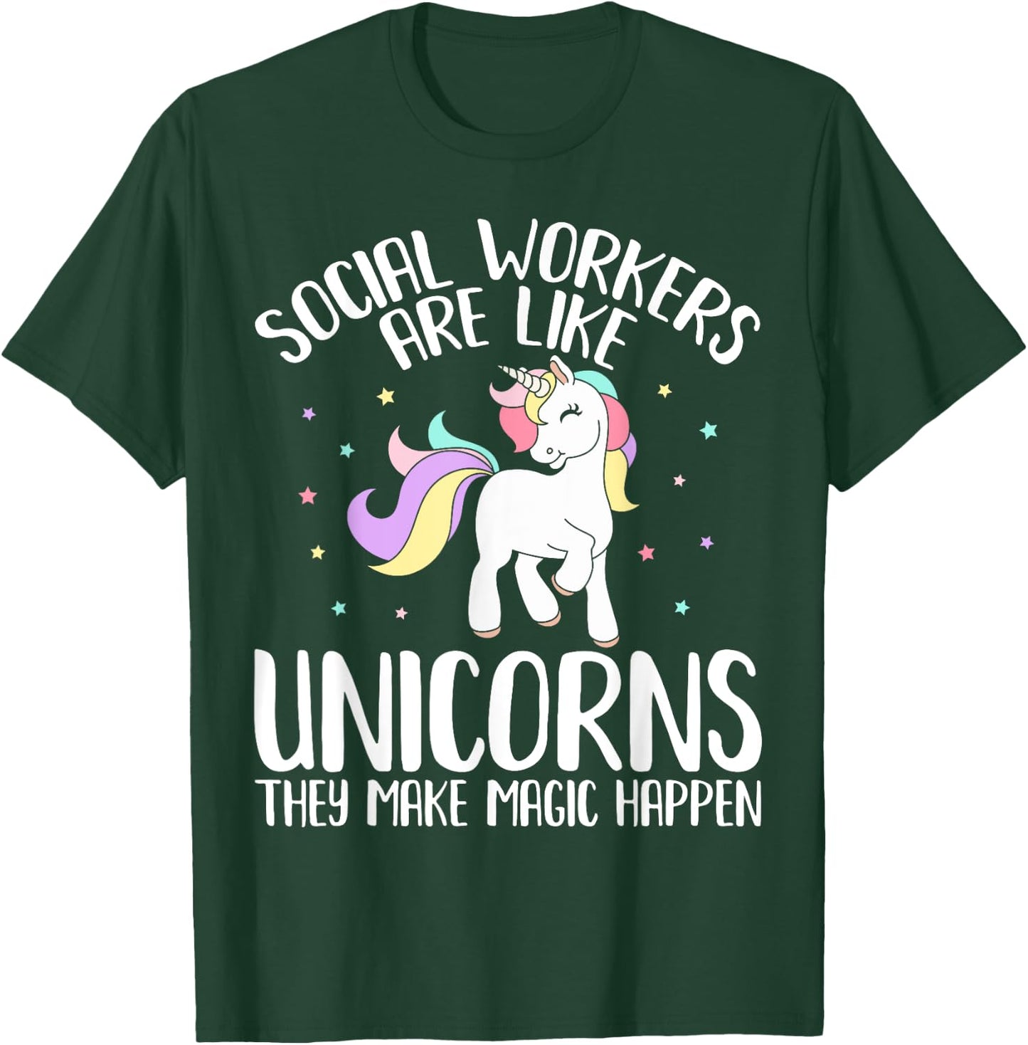 Women Social Workers Make Magic Happens Unicorn Social Work T-Shirt - T-Shirt | Forest