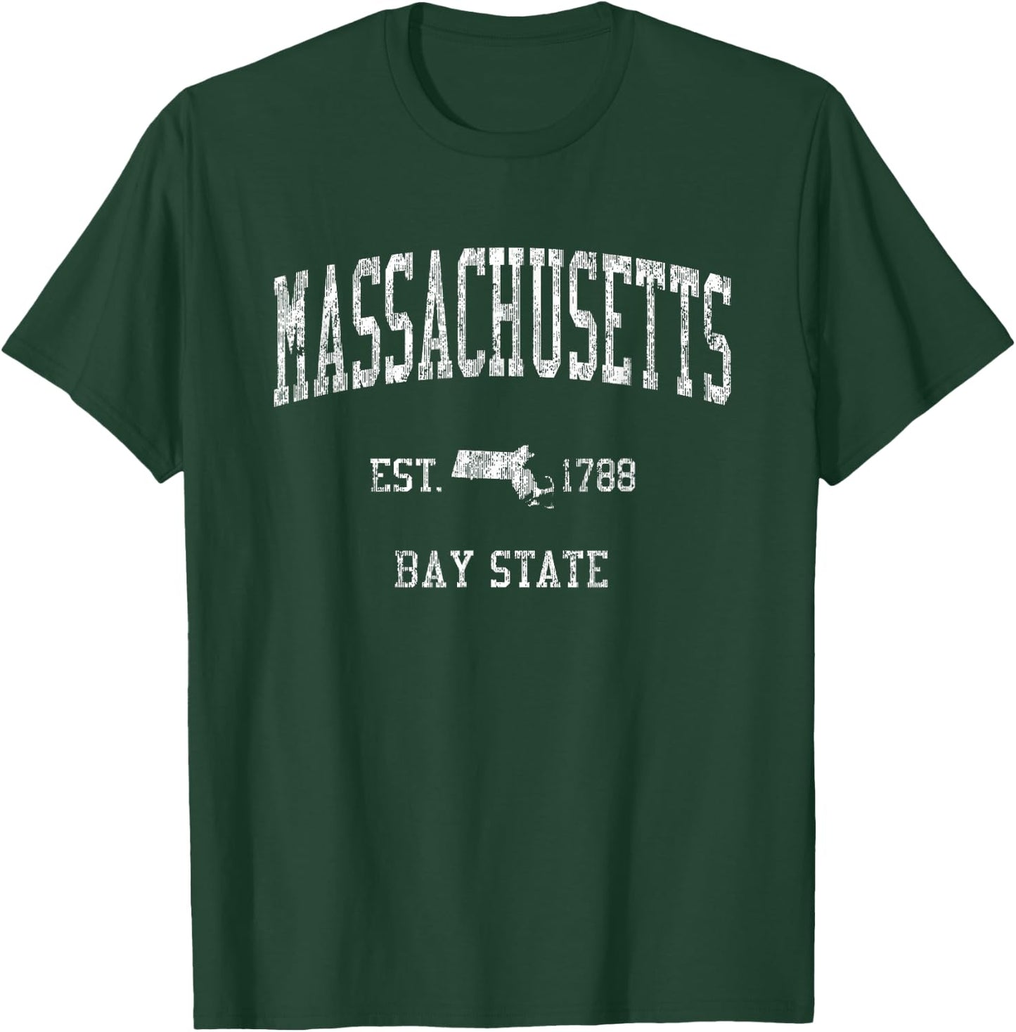 Massachusetts Vintage Sports Design Mass MA T-Shirt - T-Shirt | Forest
