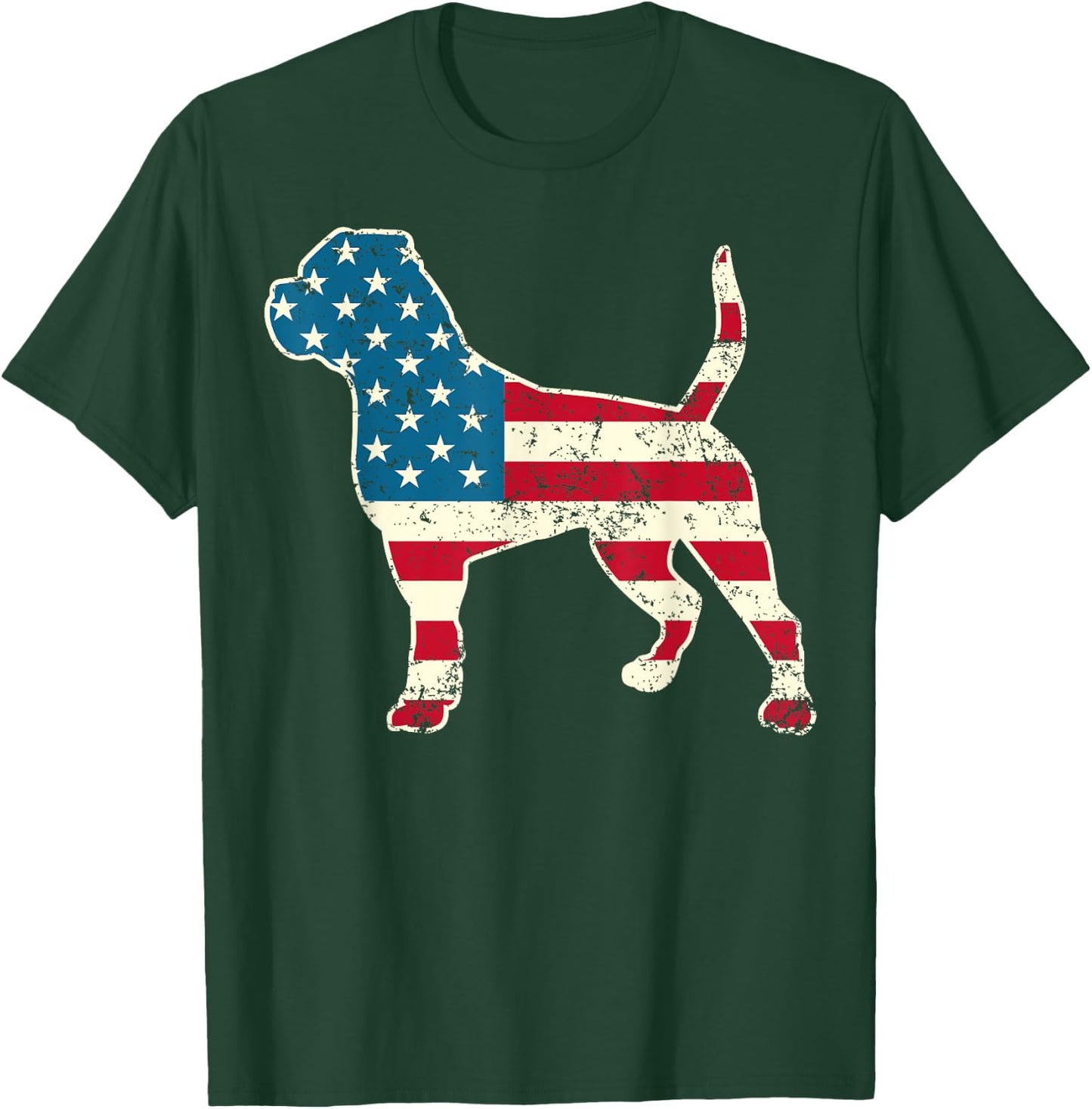 American Bulldog 4th of July Dog Lover Men USA American Flag T-Shirt - T-Shirt | Forest