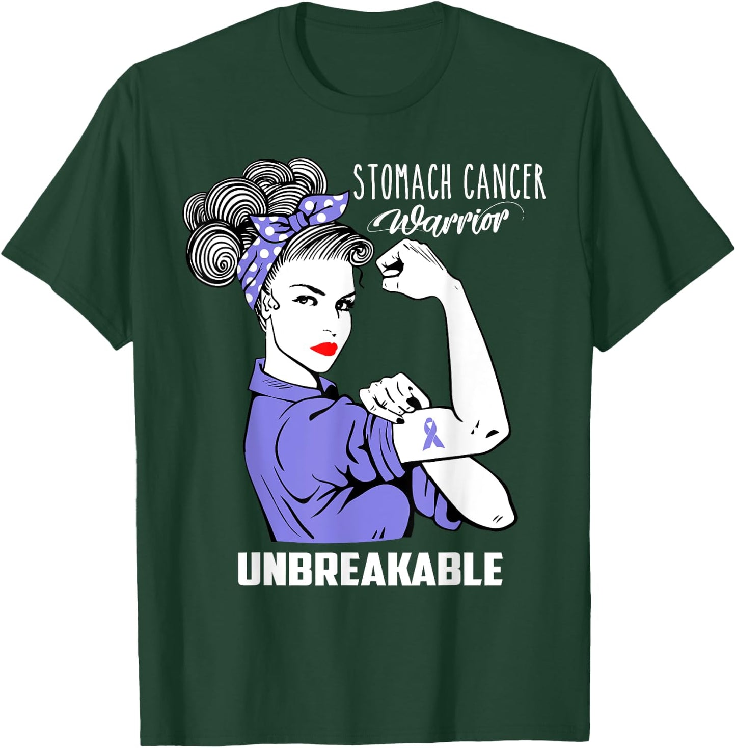 Stomach Cancer Awareness Stomach Cancer Warrior Unbreakable T-Shirt - T-Shirt | Forest