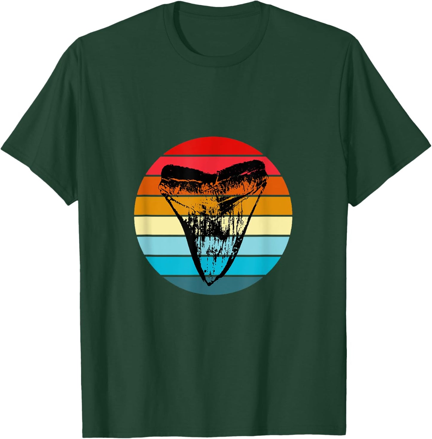 Fossil Megalodon Shark Tooth Retro Sunset Teeth Collector T-Shirt - T-Shirt | Forest