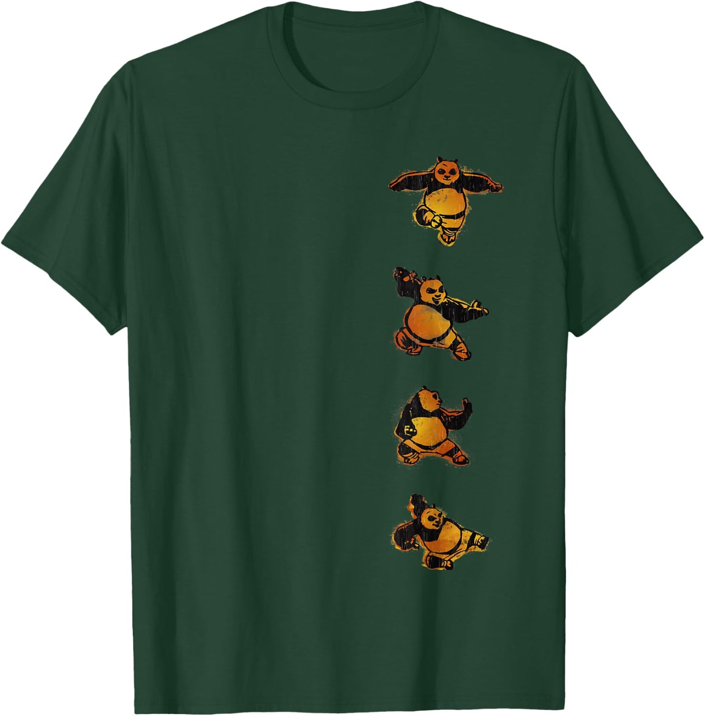 Kung Fu Panda Po Action Poses Orange Hue Left Chest Portrait T-Shirt - T-Shirt | Forest