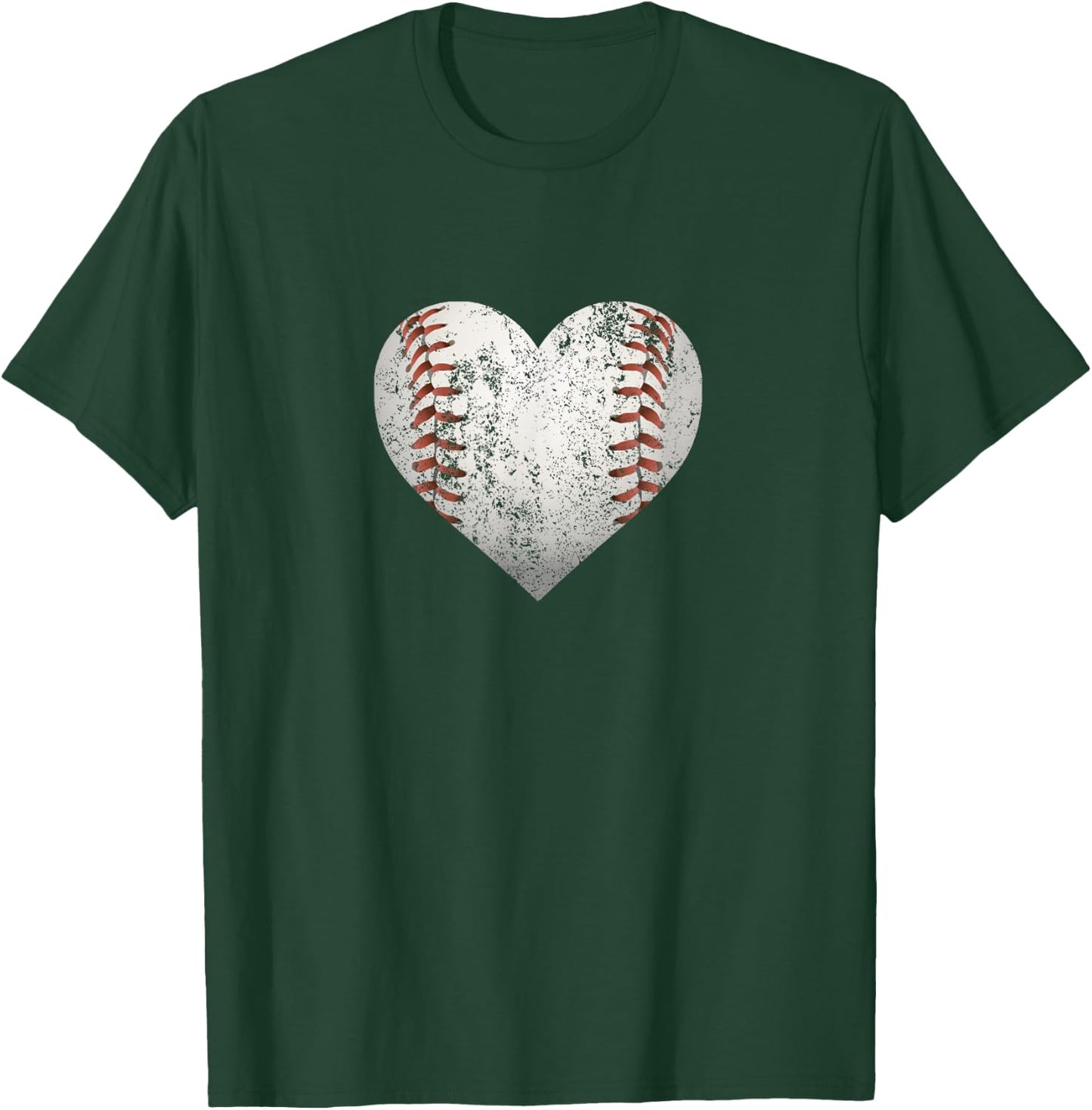I Love Baseball Softball Cute Heart Distressed T Shirt T-Shirt - T-Shirt | Forest