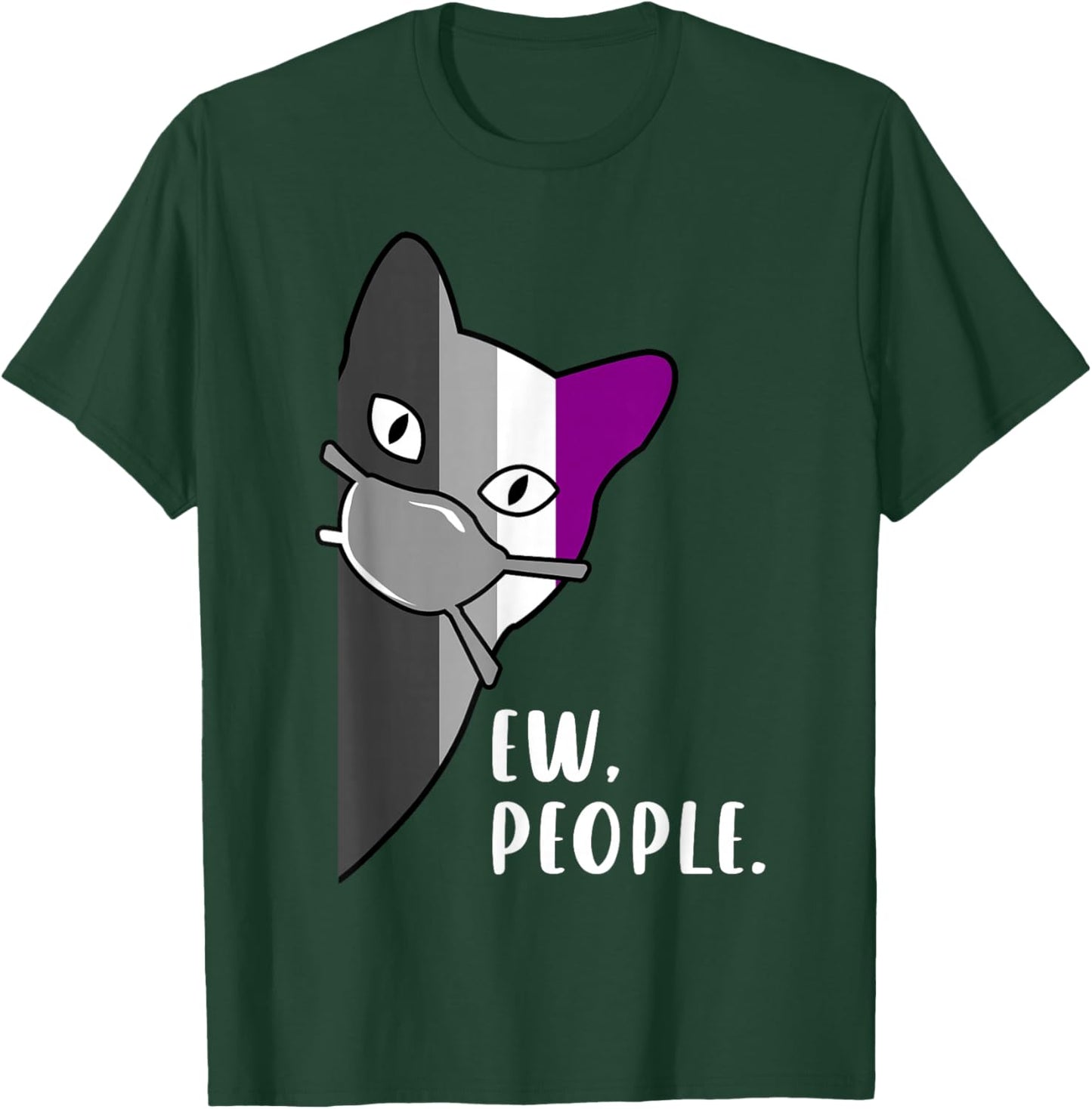 Masked Ace Cat Ew People Asexual Pride Funny Social Mood T-Shirt - T-Shirt | Forest
