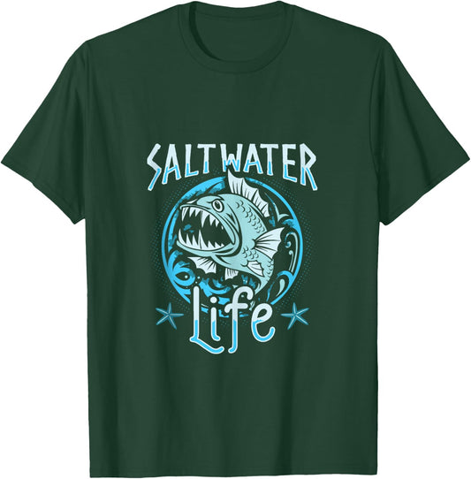 Saltwater Life Fishing T-Shirt - T-Shirt | Forest