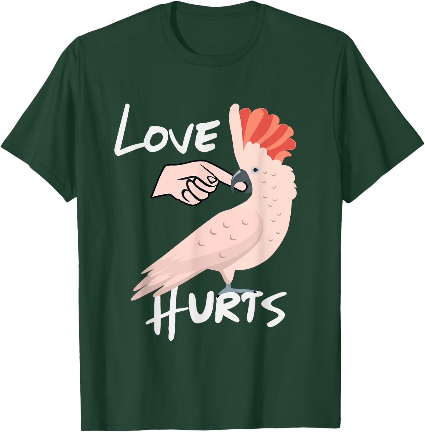 Love Hurts Moluccan Cockatoo Parrot Biting Finger T-Shirt - T-Shirt | Forest