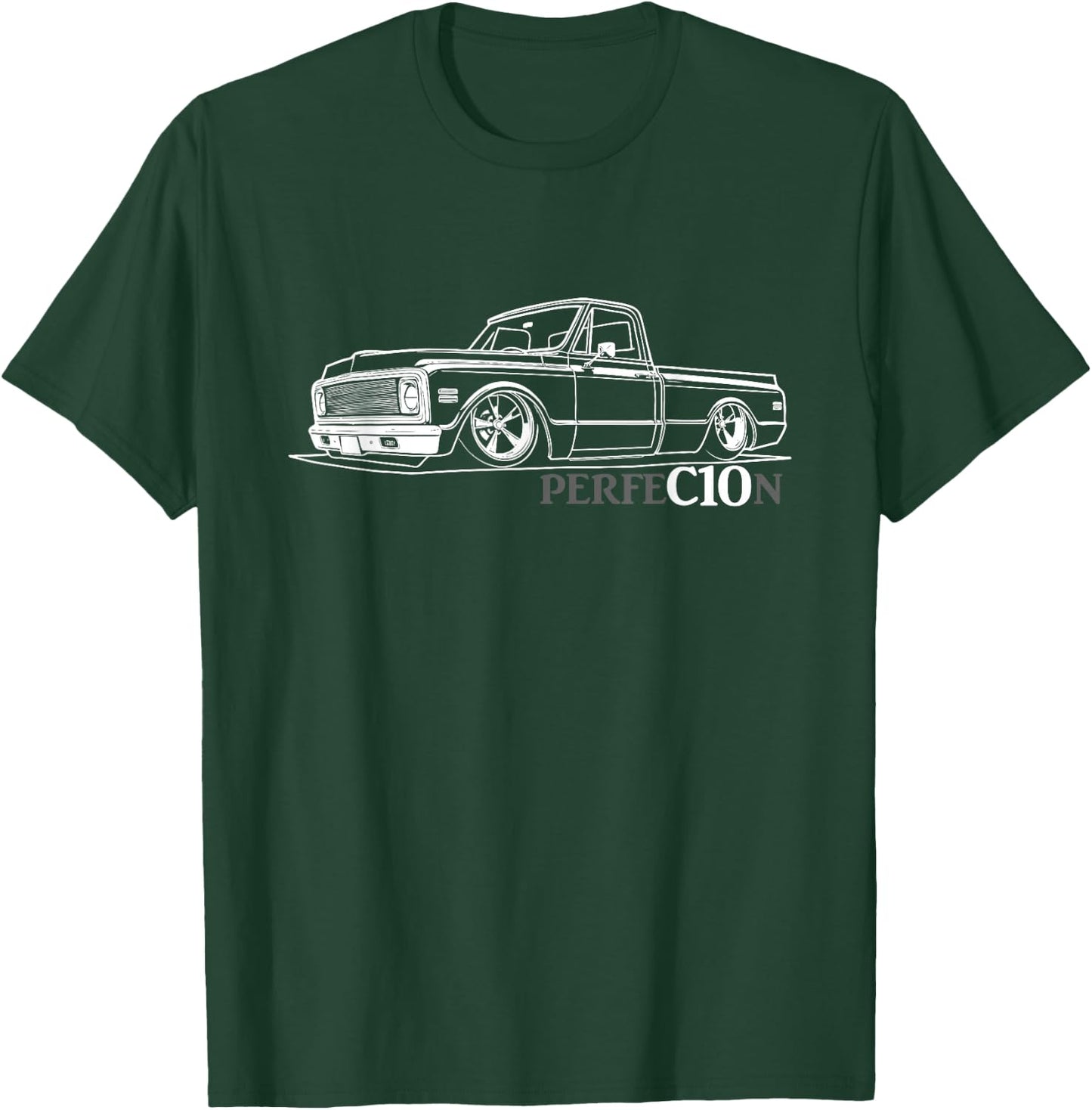 1970-1972 C10 Custom Truck Perfection C10 Truck Silhouette T-Shirt - T-Shirt | Forest