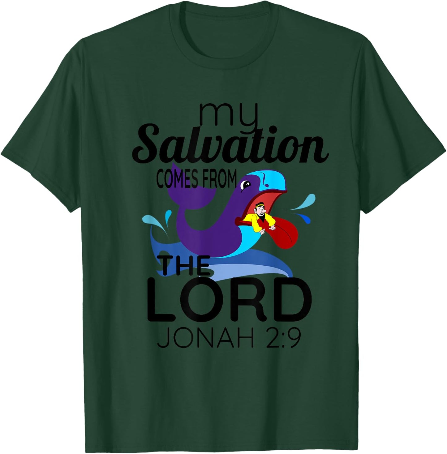 Christian Faith Bible Scripture Verse Jonah Whale T Shirt T-Shirt - T-Shirt | Forest
