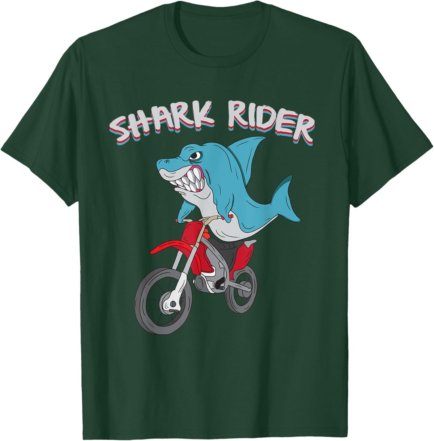 Shark Rider Funny Motorbike Motorcycle sharky T-Shirt - T-Shirt | Forest