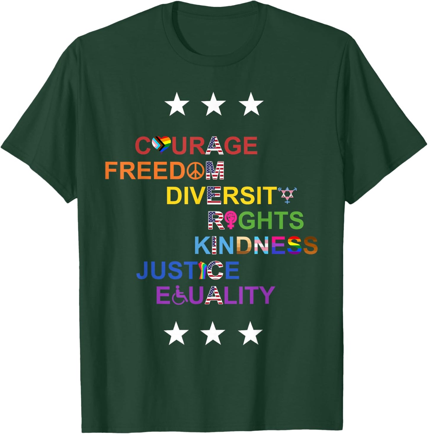 America Courage Freedom Diversity T-Shirt - T-Shirt | Forest