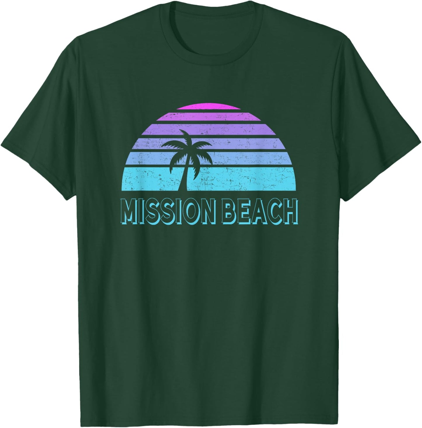 Mission Beach San Diego Vintage Retro 70s Throwback Men Women Kids T-Shirt - T-Shirt | Forest