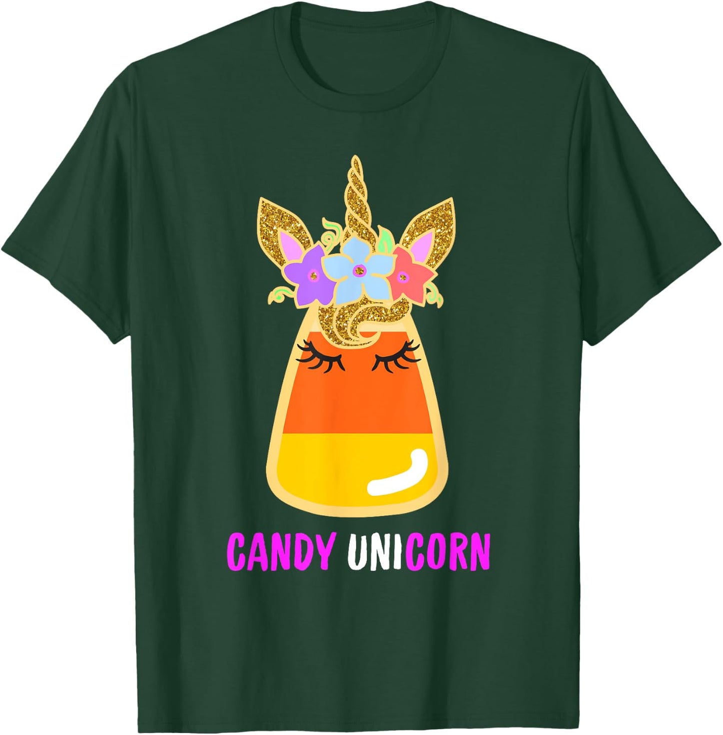 Unicorn Candy Corn Halloween Trick Or Treat Party Girl Gifts T-Shirt - T-Shirt | Forest