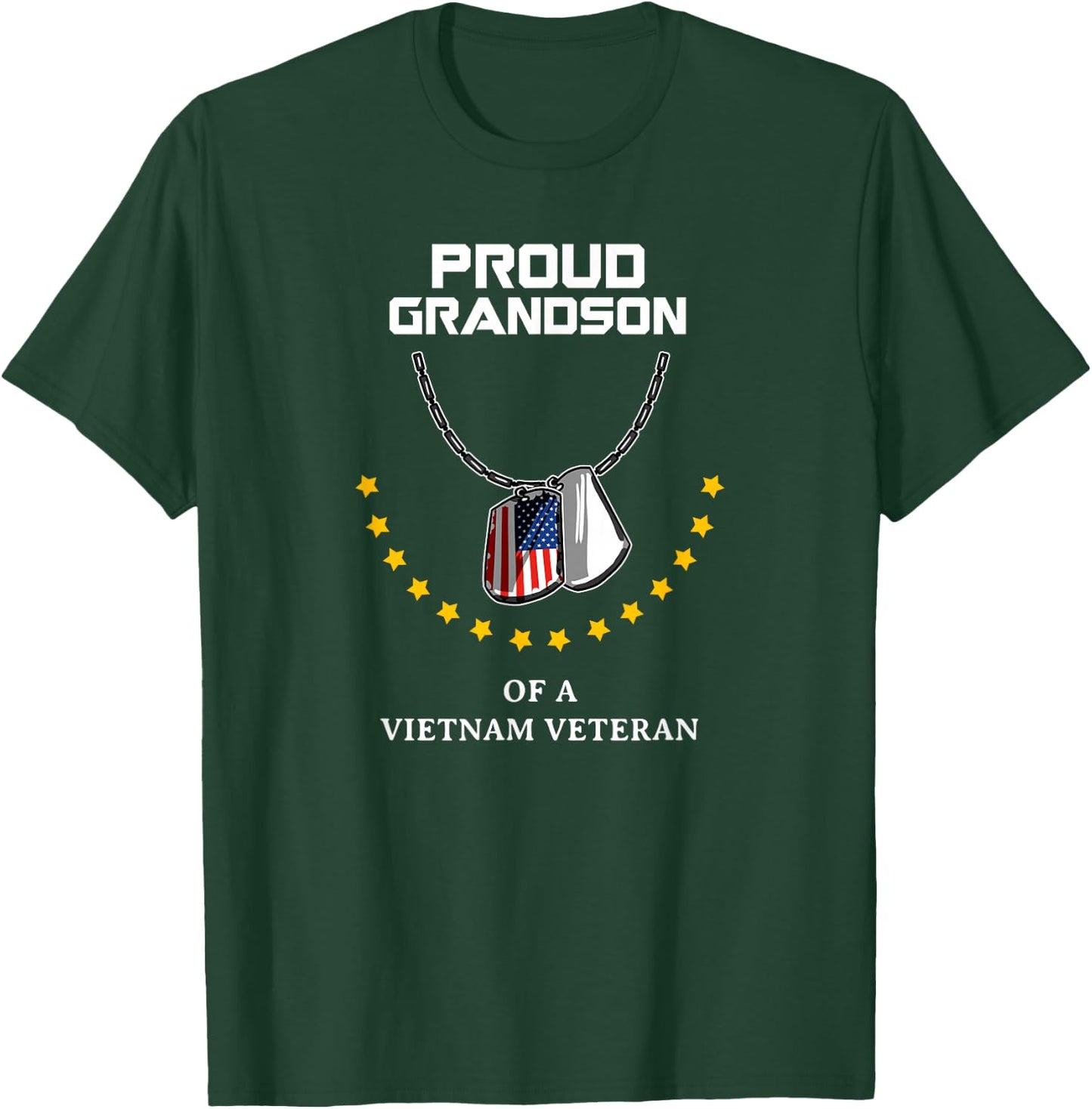 Proud Grandson Of A Vietnam Veteran Cool Army Soldier Gift T-Shirt - T-Shirt | Forest