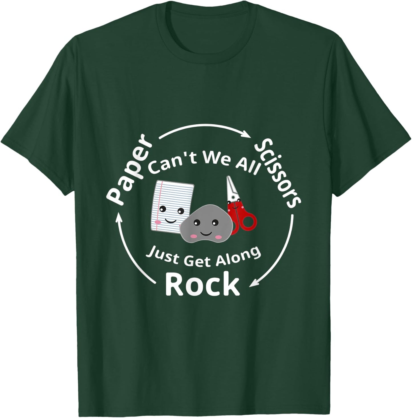 Funny Rock Paper Scissors Can't We All Just Get Along T-Shirt - T-Shirt | Forest
