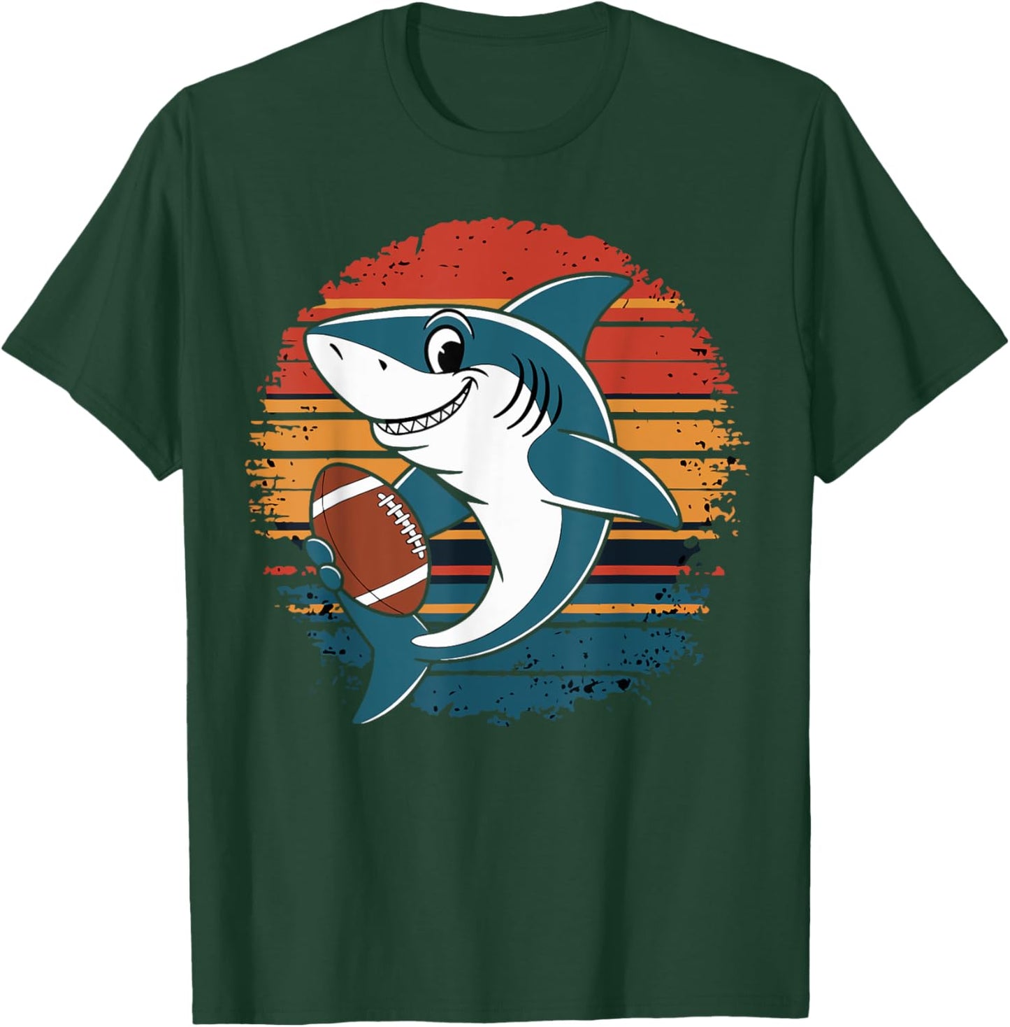 shark Playing American Football retro vintage shark lovers T-Shirt - T-Shirt | Forest