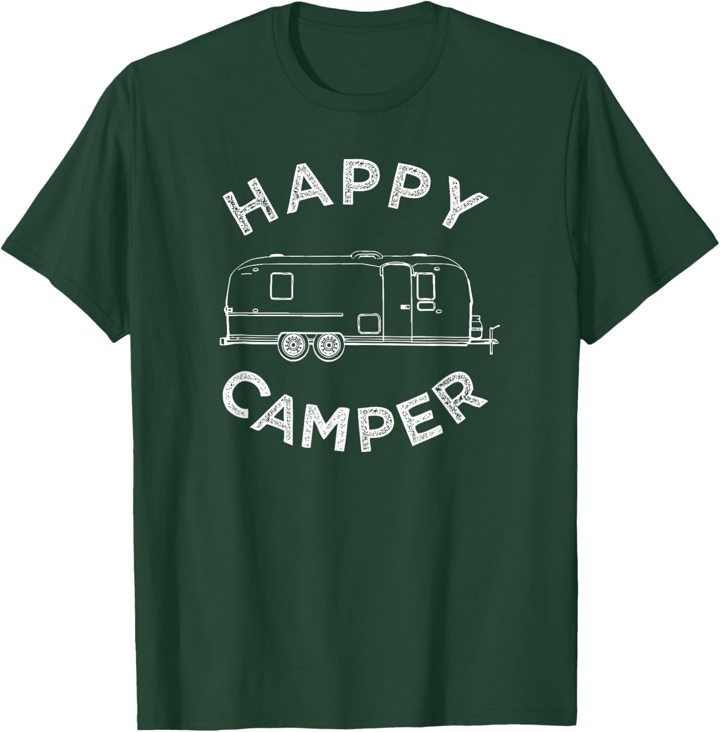 Happy Trailer Camper , Retro Camping Caravan T-Shirt - T-Shirt | Forest