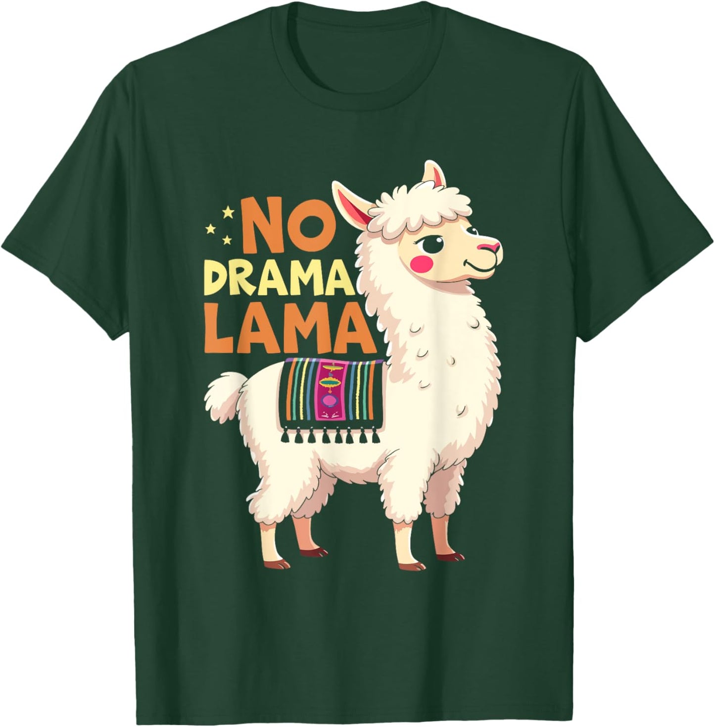 Lama NO DRAMA LAMA Retro Funny Alpaca T-Shirt - T-Shirt | Forest