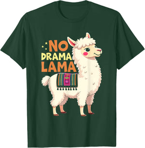 Lama NO DRAMA LAMA Retro Funny Alpaca T-Shirt - T-Shirt | Forest