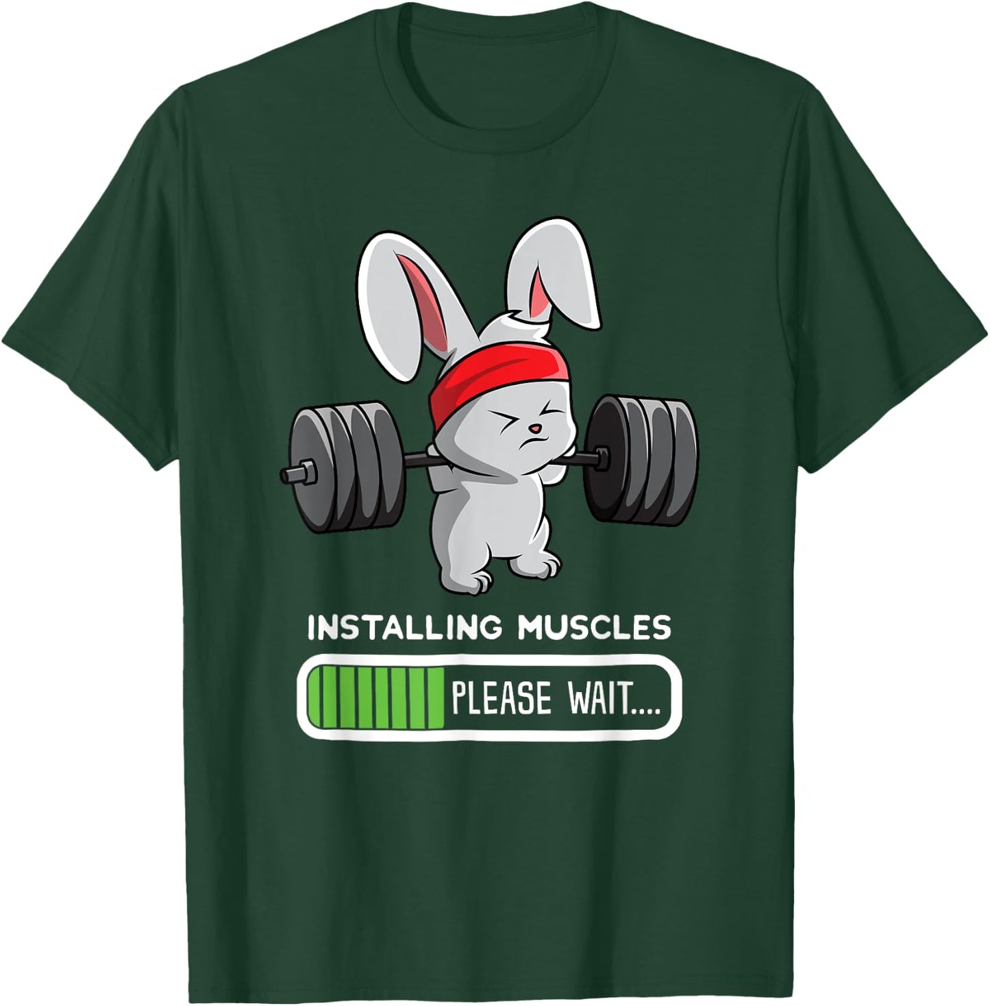 Bunny Gym , Rabbit Weights Installing Muscles Shirt T-Shirt - T-Shirt | Forest