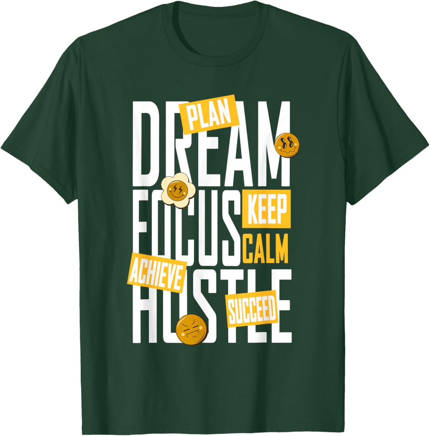 University Varsity-Gold Dream, Focus, Hustle Yellow T-Shirt - T-Shirt | Forest