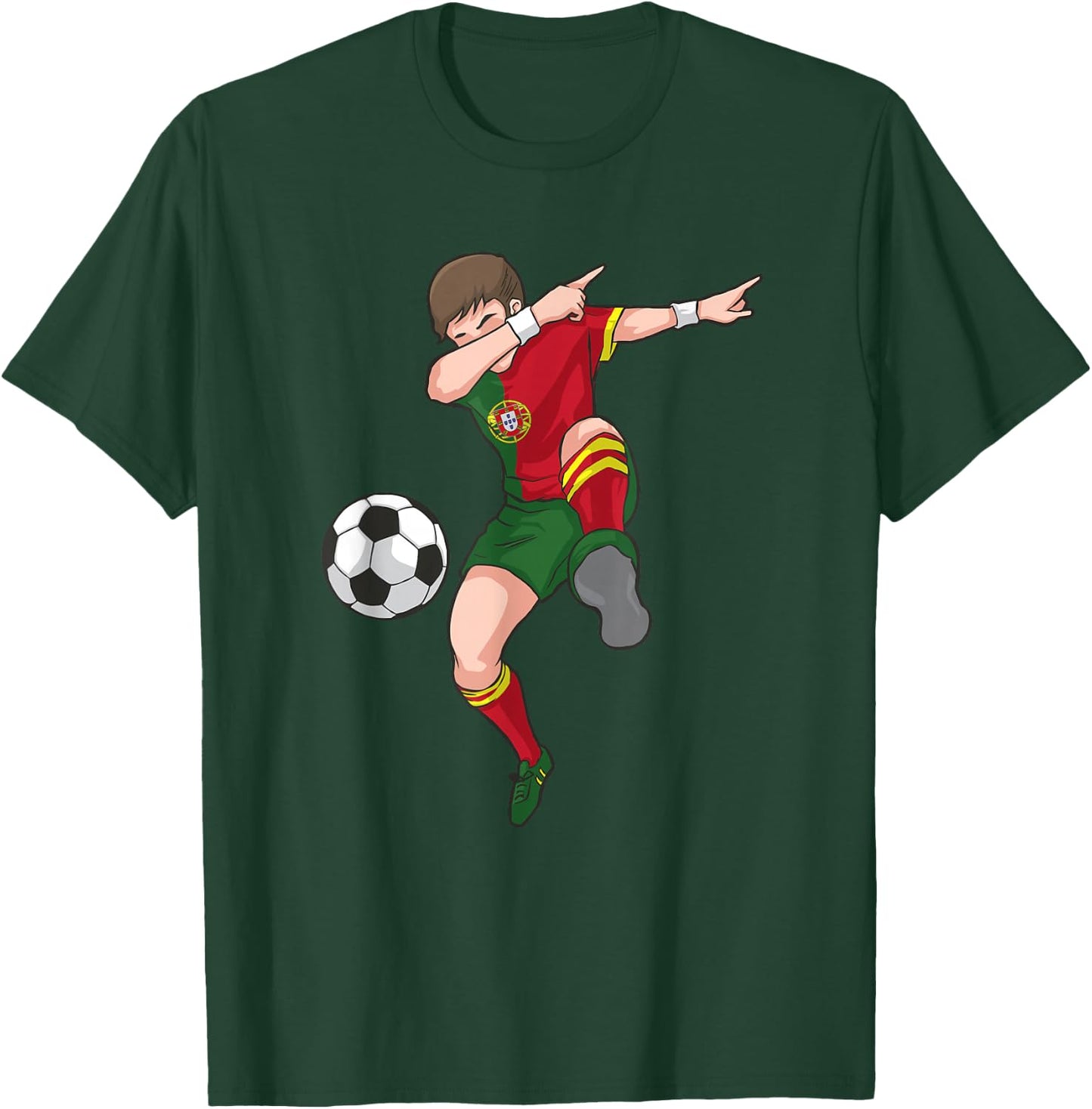 Dabbing Soccer Boy Portugal Football Shirt Portuguese Gift T-Shirt - T-Shirt | Forest