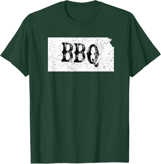 Vintage State of Kansas BBQ Barbecue Brisket T-Shirt - T-Shirt | Forest