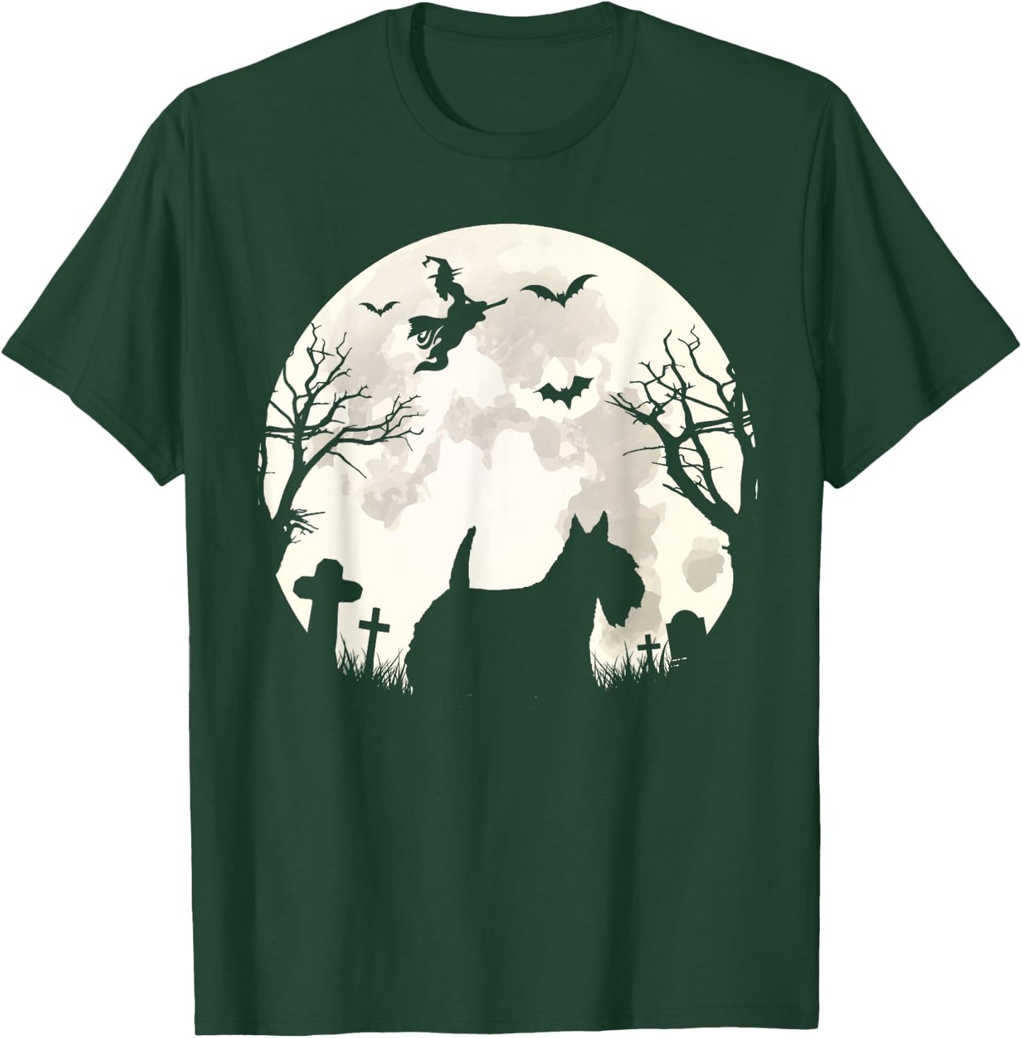 Halloween Moon Scottish Terrier Costume Dog Lover Owner Gift Women Kids T-Shirt - T-Shirt | Forest
