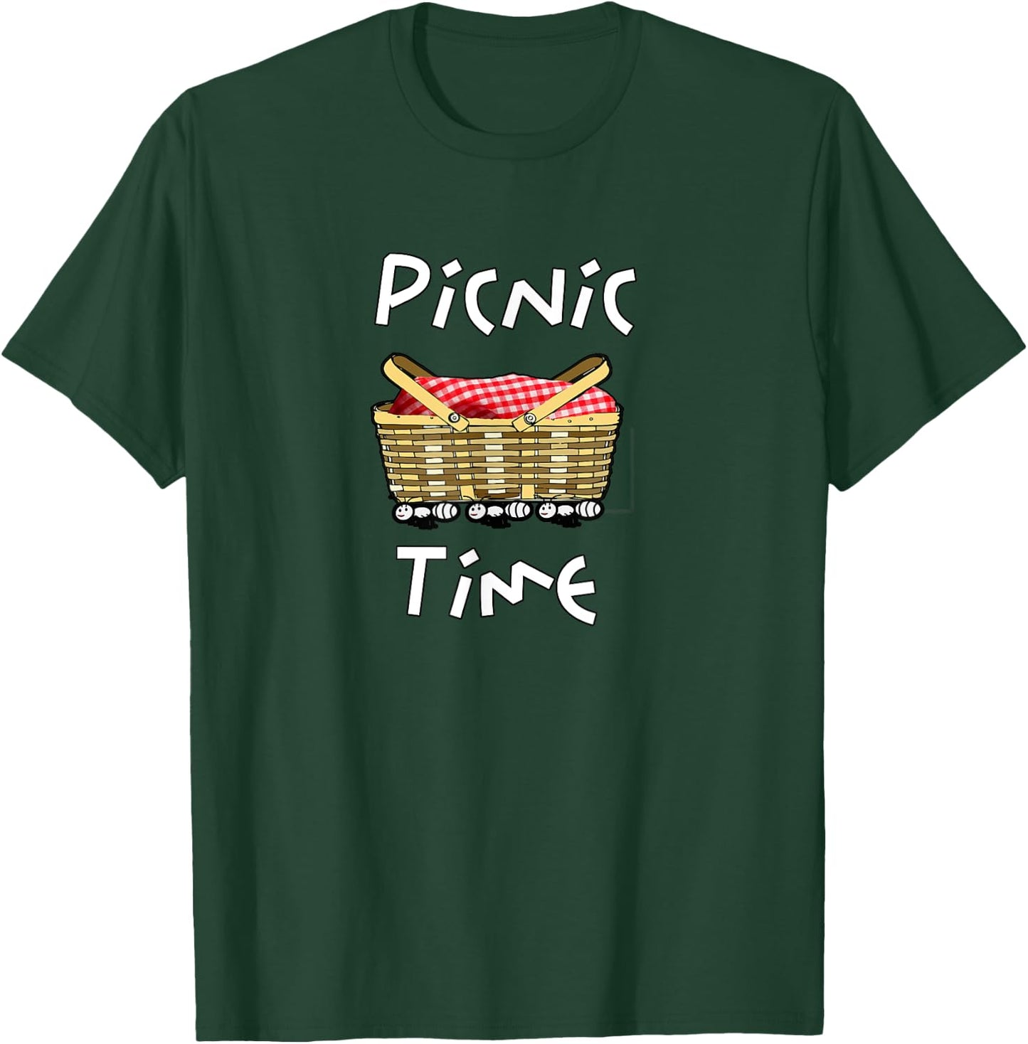 Picnic Time Ants Carry off the Basket Funny Design T-Shirt - T-Shirt | Forest
