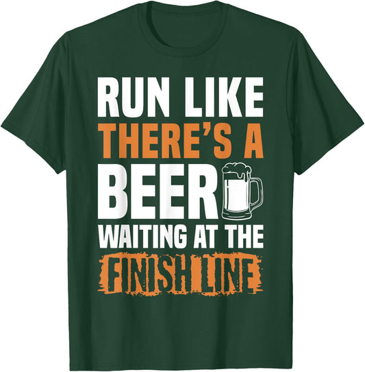 Run Like Theres A Beer Mud Runner Mud Running T-Shirt - T-Shirt | Forest