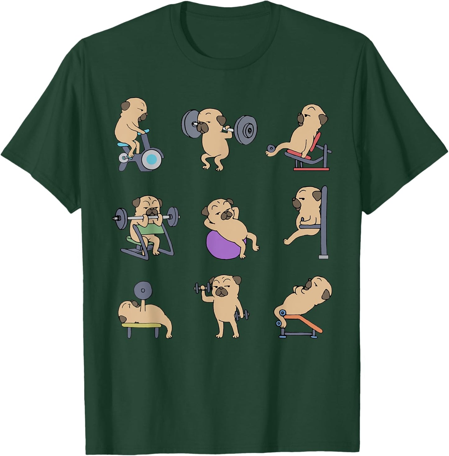 Pug Workout for a Dog Lover T-Shirt - T-Shirt | Forest
