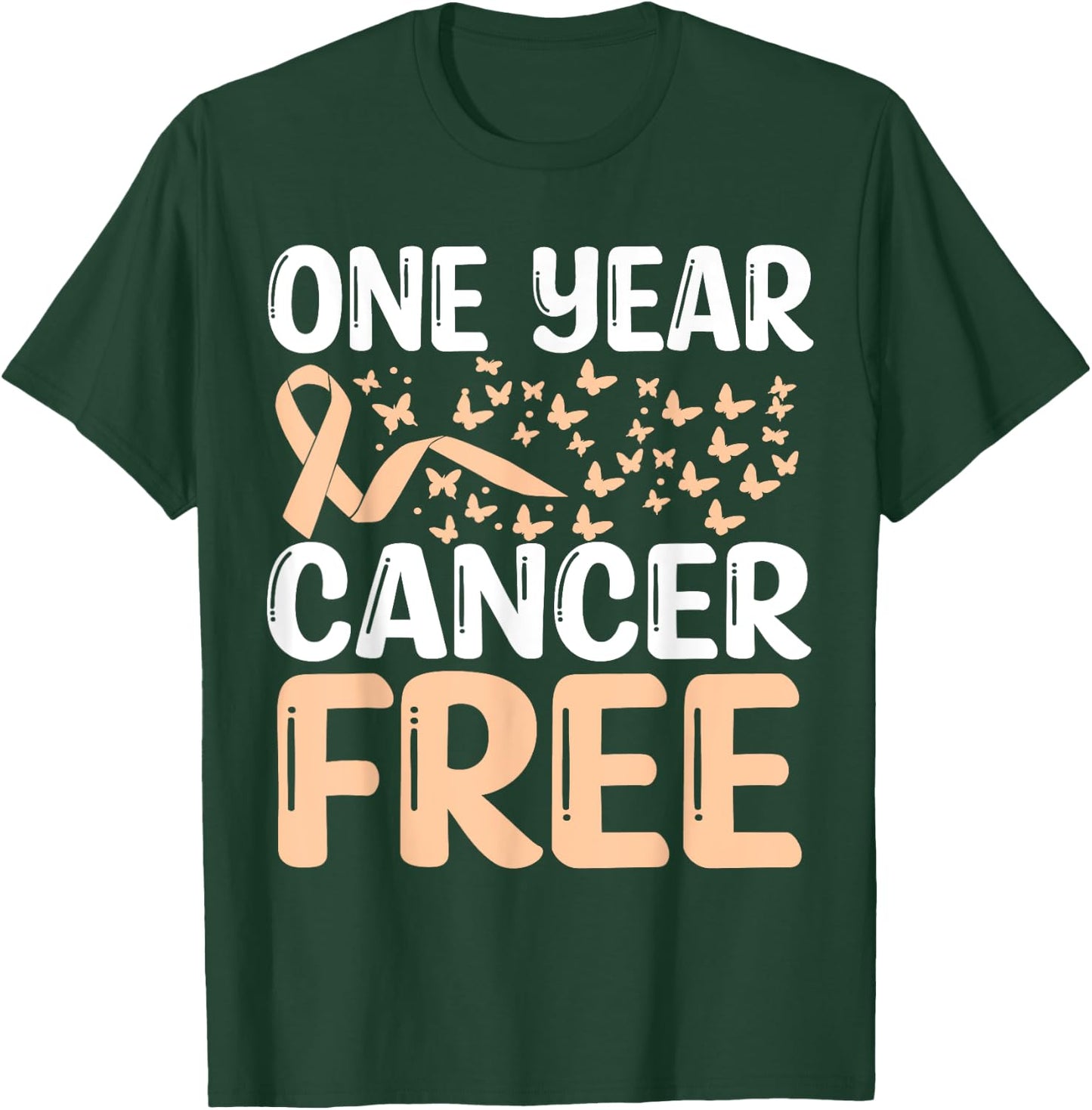 1 Year Uterine Cancer Free Uterine Cancer Survivor Awareness T-Shirt - T-Shirt | Forest