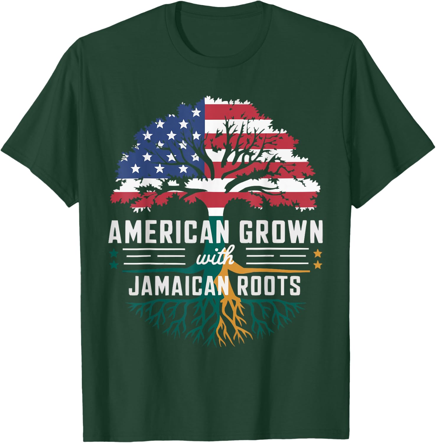 Half American Half Jamaican USA Flag Jamaica America T-Shirt - T-Shirt | Forest