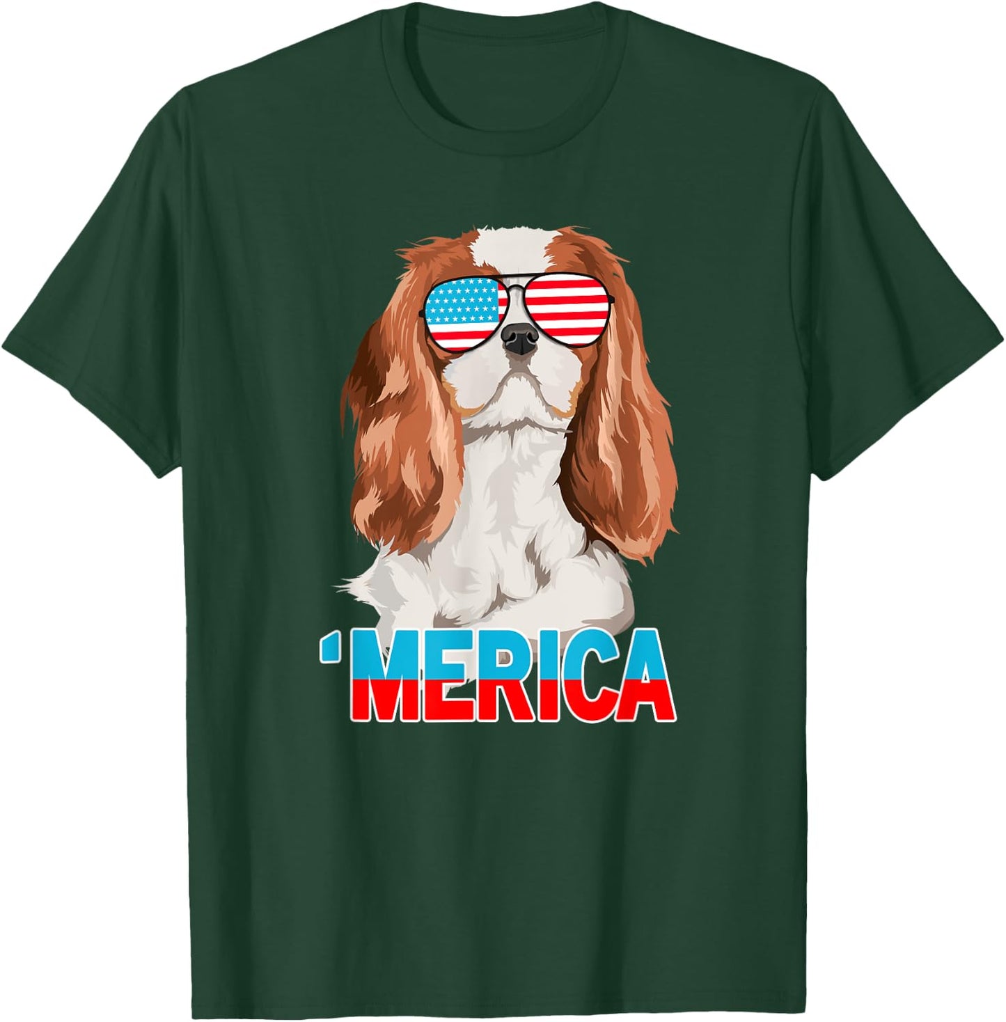 Merica Cavalier King Charles Spaniel USA 4th Of July T-Shirt - T-Shirt | Forest