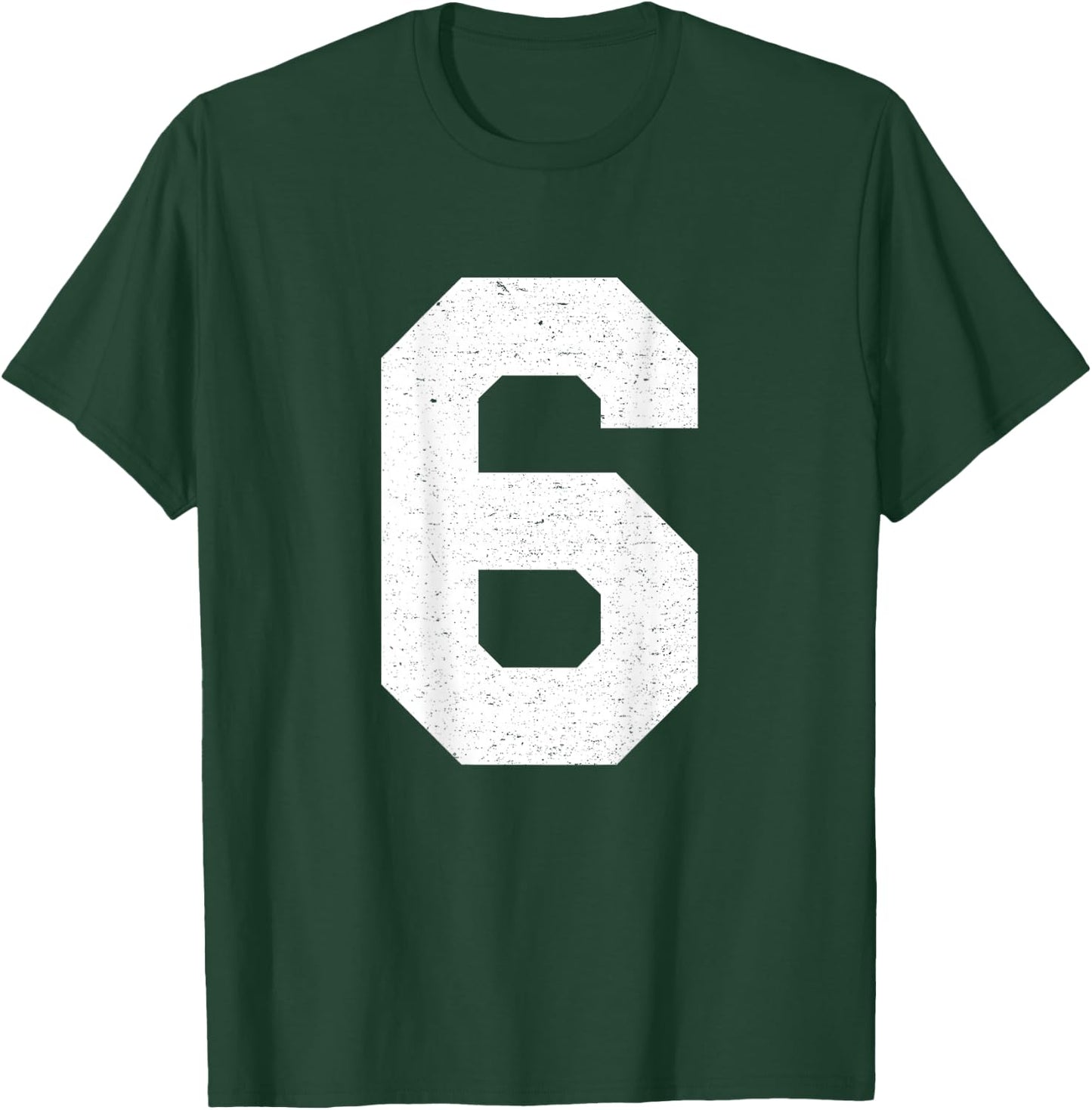 #6 Jersey Uniform Varsity Sports Number, 6th Birthday T-Shirt - T-Shirt | Forest