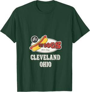 Women's Cleveland Ohio Hot Dogs Juicy Retro Food V-Neck T-Shirt - T-Shirt | Forest