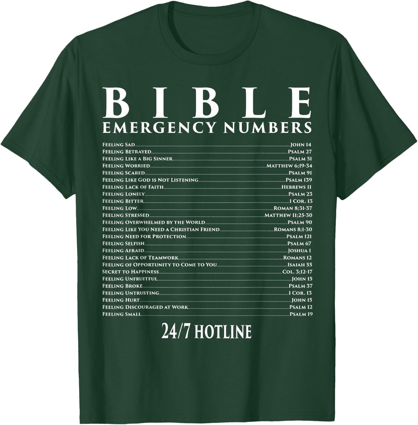Bible Emergency Hotline Numbers - Cool Christian T-Shirt - T-Shirt | Forest