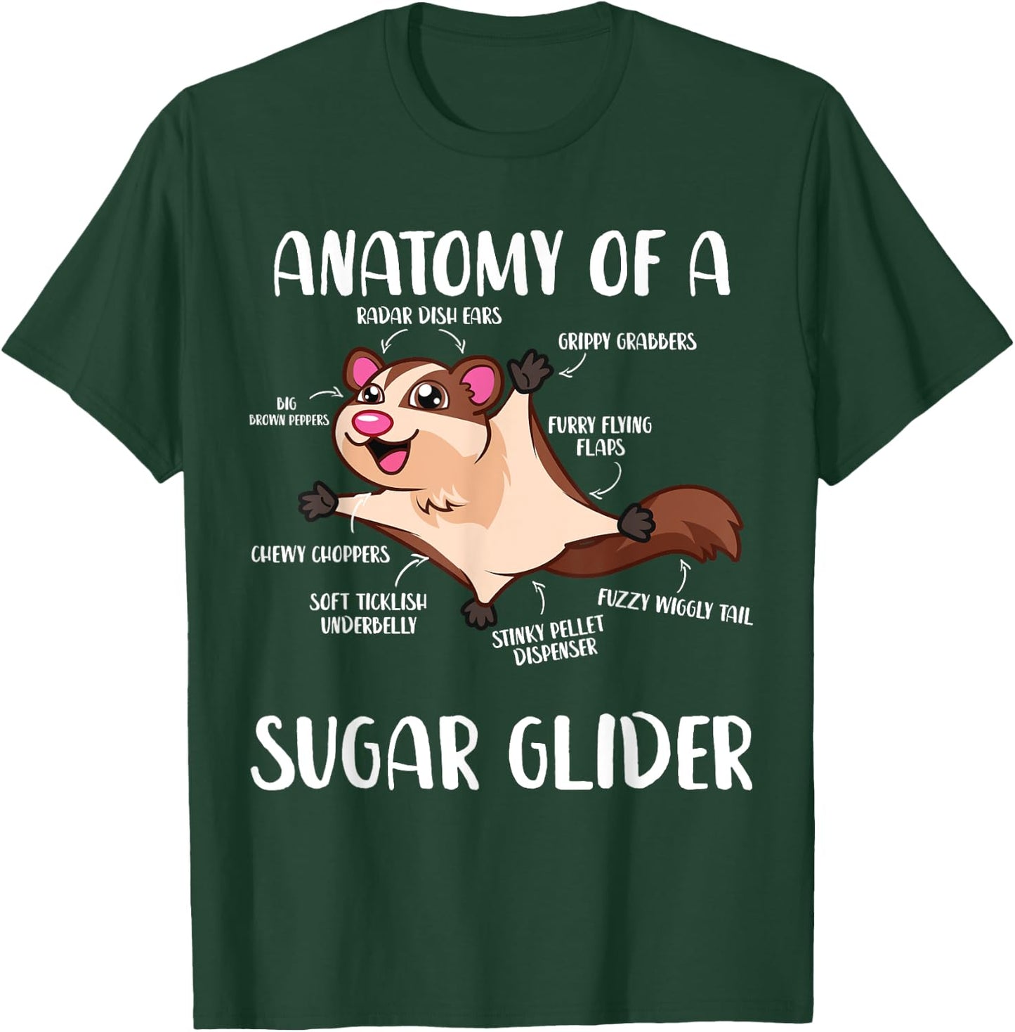 Anatomy Of A Sugar Glider Funny Cute Sugar Glider Gift T-Shirt - T-Shirt | Forest