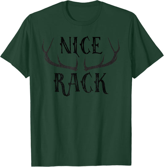Hunter Humor -Adults Grey Modern with Antlers T-Shirt - T-Shirt | Forest