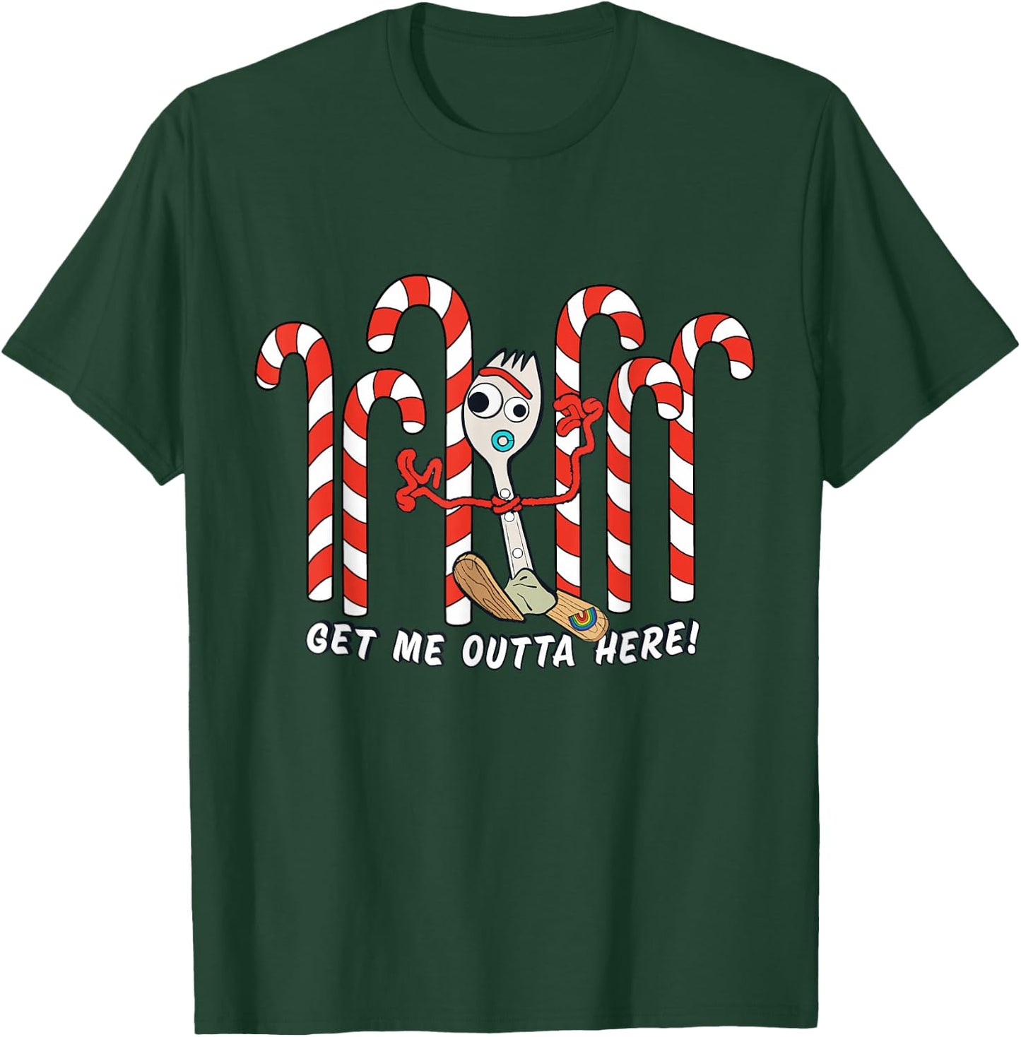 Toy Story 4 Forky Get Me Outta Here Candy Canes Holiday T-Shirt - T-Shirt | Forest