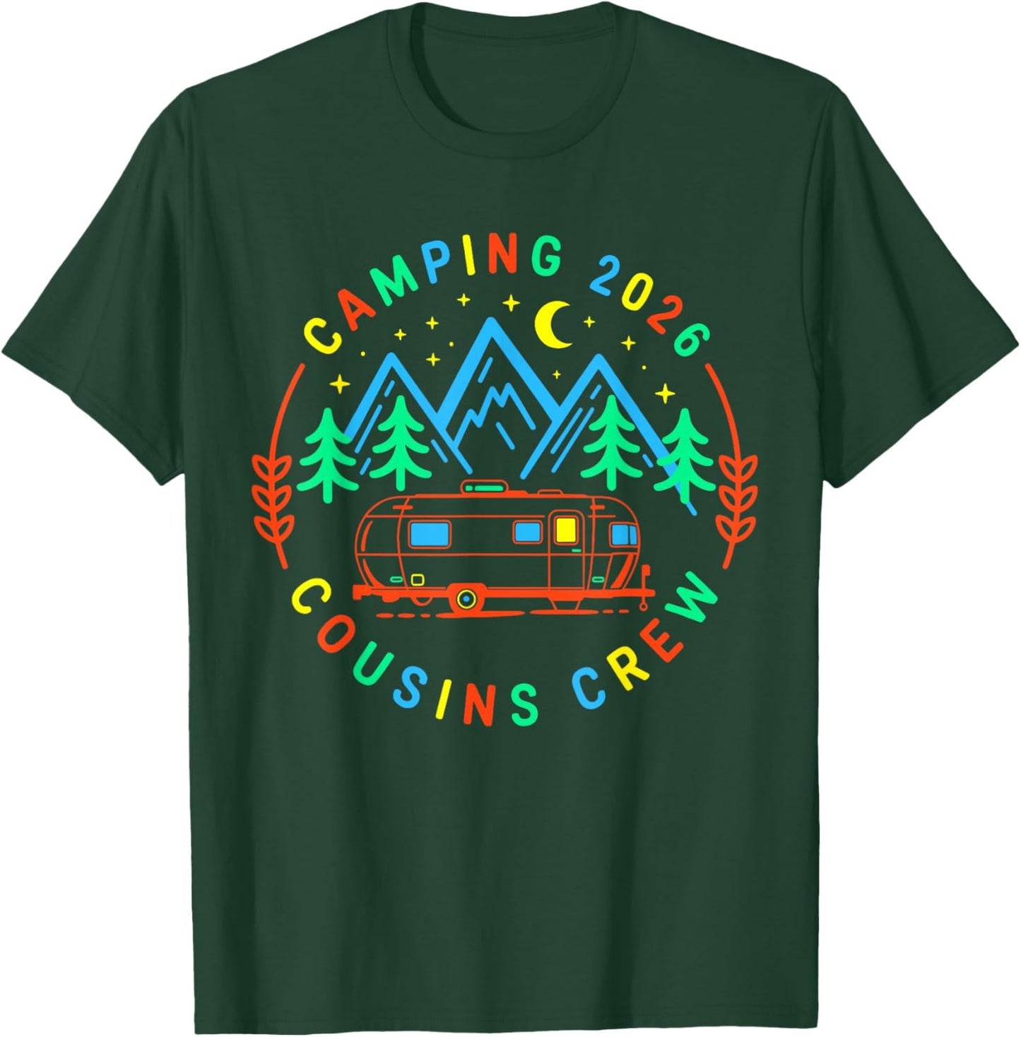 Vintage Cousin Crew 2026 Camping Summer Vacation Trip Crew T-Shirt - T-Shirt | Forest