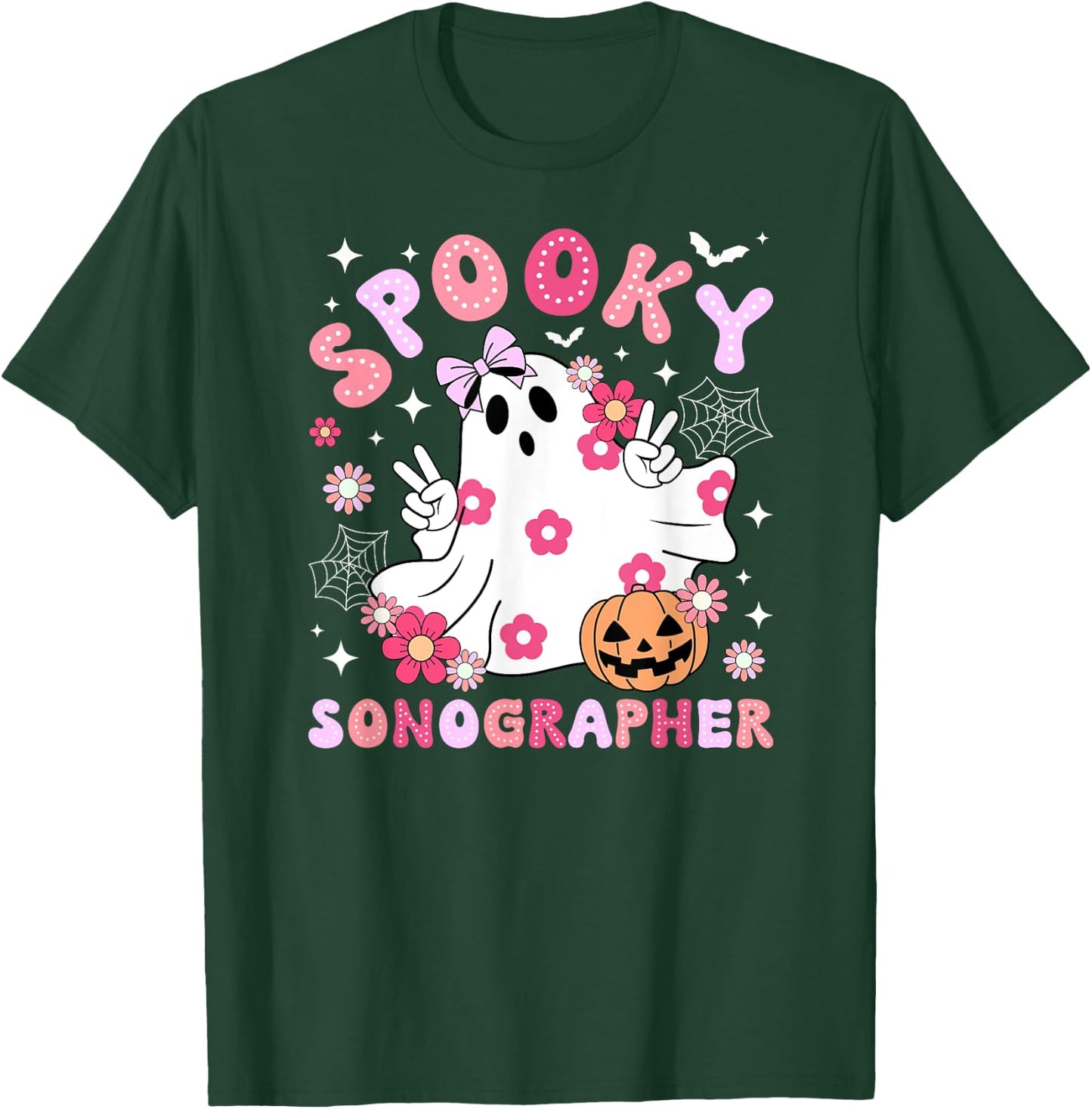 Spooky Sonographer Halloween Sonography Groovy T-Shirt - T-Shirt | Forest
