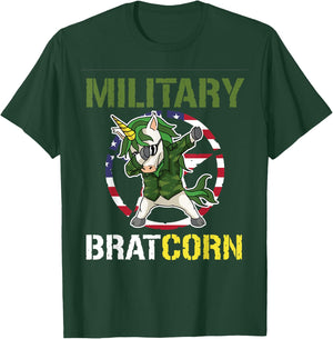 Purple Up Dabbing Bratcorn Unicorn Military Child Month Girl T-Shirt - T-Shirt | Forest