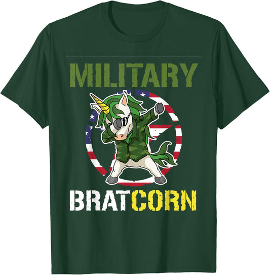 Purple Up Dabbing Bratcorn Unicorn Military Child Month Girl T-Shirt - T-Shirt | Forest