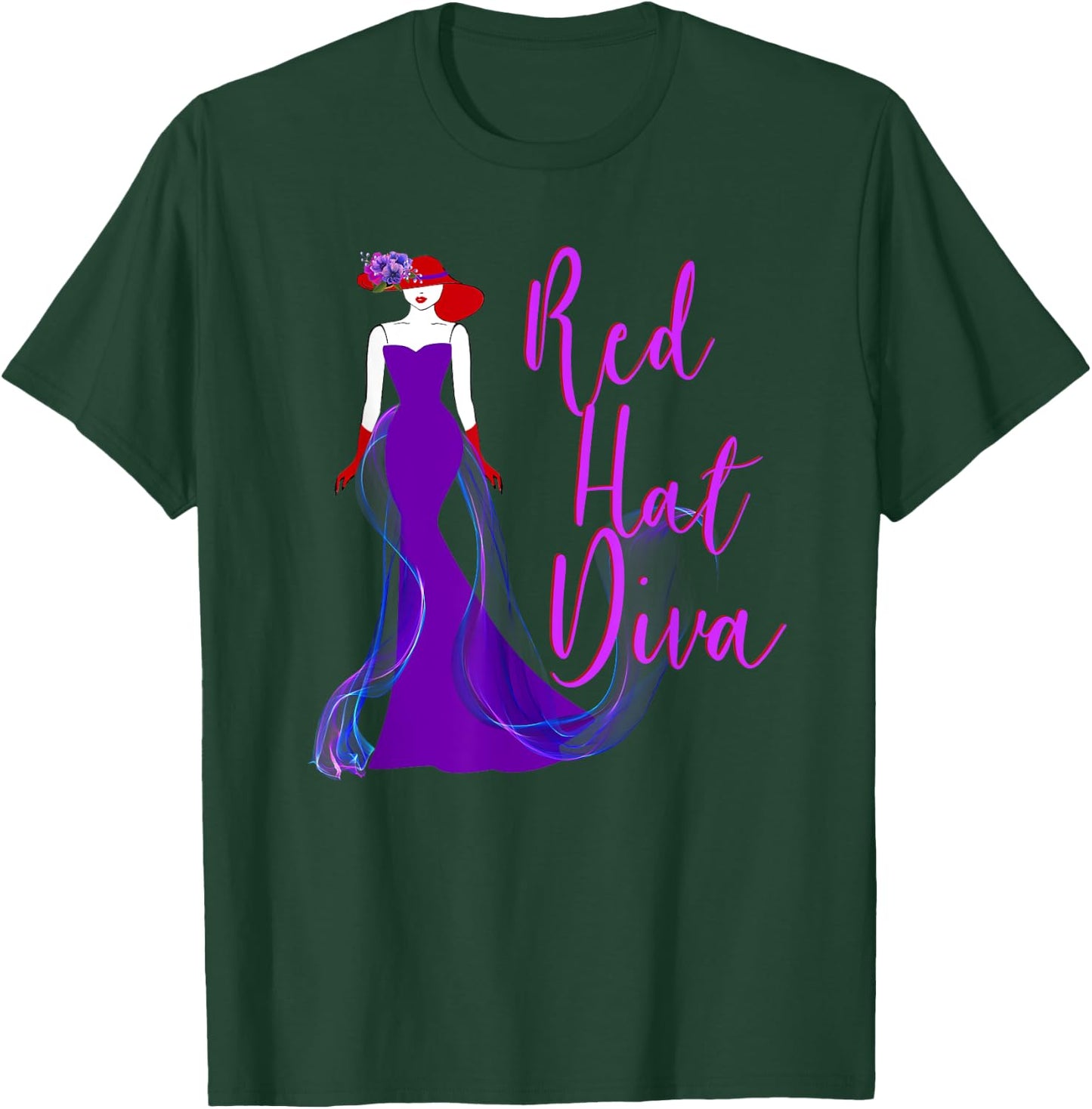 Red Hat Diva Vintage Style T Shirt T-Shirt - T-Shirt | Forest