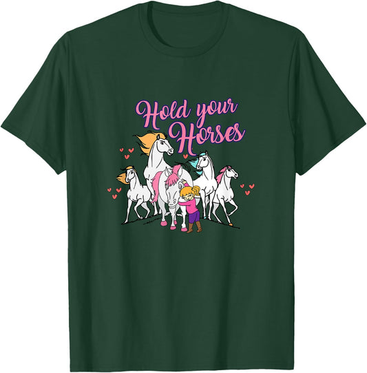 Hold Your Horses Cute Girl Pony T-Shirt - T-Shirt | Forest