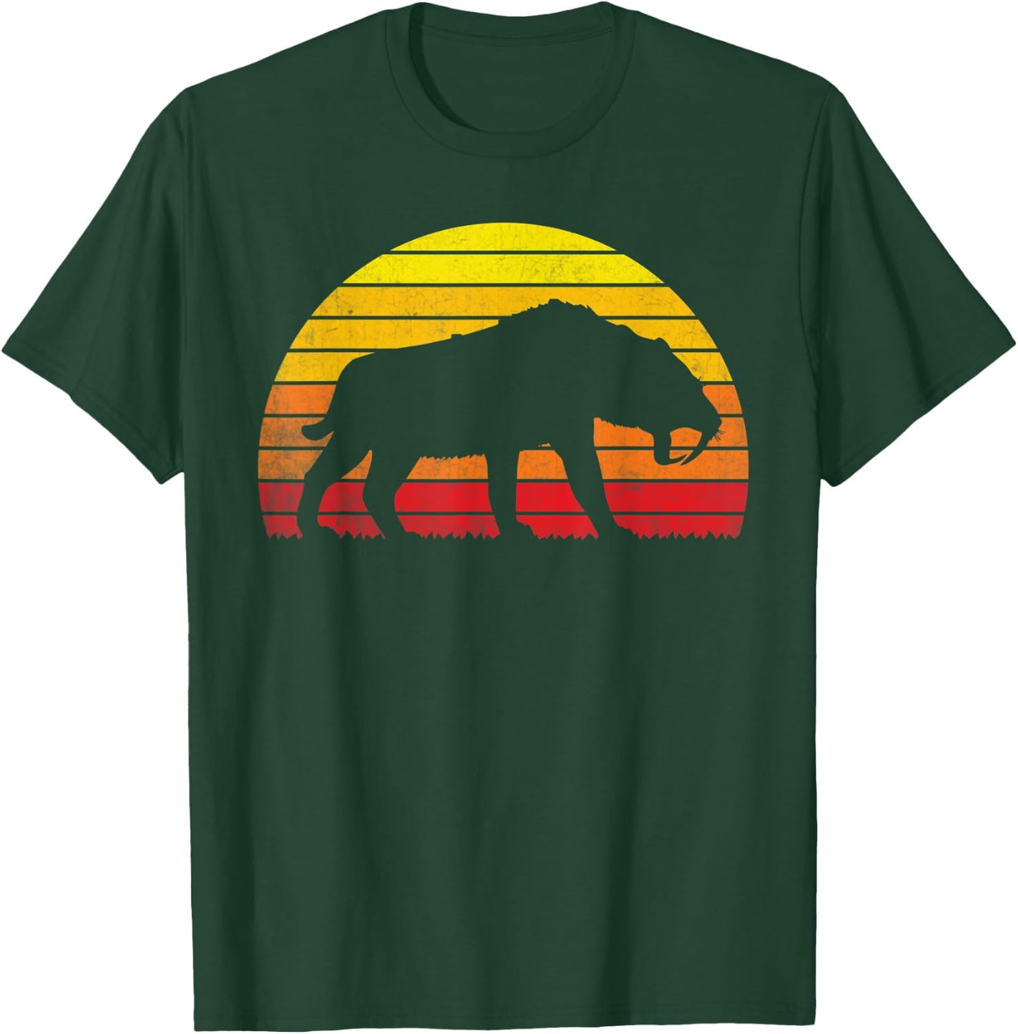 Smilodon Sunset Vintage Retro Saber-Toothed Tiger T-Shirt - T-Shirt | Forest