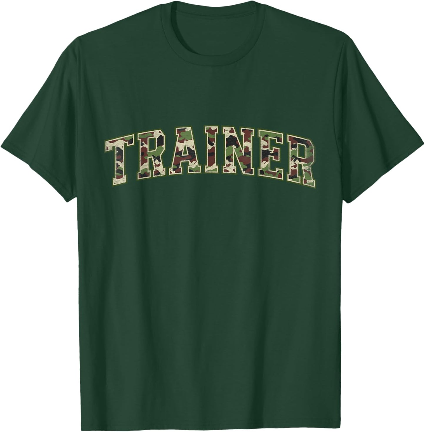 Camo Trainer Camourflage Varsity Text Fathers Day T-Shirt - T-Shirt | Forest